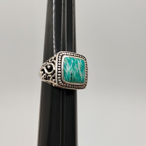 Green Amazonite Sterling Silver Ring Sz 9.75 - Picture 6 of 7